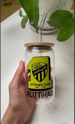 كوب زجاجي شعار نادي الاتحاد 400مل