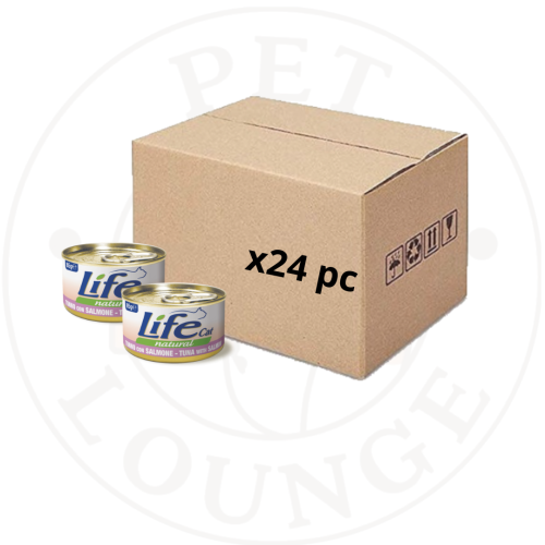 24-طعام رطب معلب للقطط بتونة وسلمون - 85g LifeCat