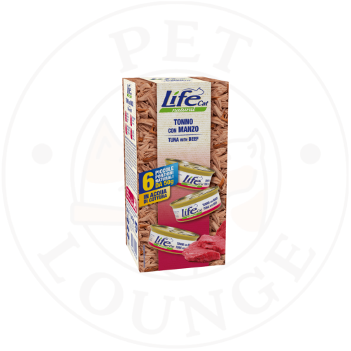 طعام رطب معلبات للقطط بتونة ولحم بقري - 6x50g Life...