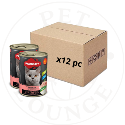 12-طعام رطب معلب للقطط المعقمة سلمون مهروس - 400g...