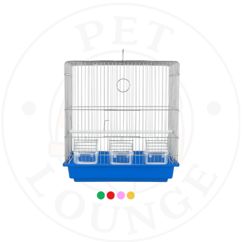 قفص طيور مربع شبك فضي 3 ماكلية + 2 عصا/باب