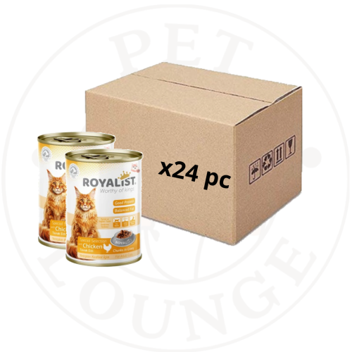 24-طعام رطب معلب للقطط دجاج بالمرق - 400g Royalist