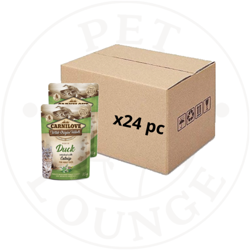 24-طعام رطب ظرف للقطط بالبط وكاتنيب 85g - Carnilov...