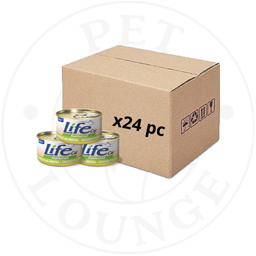 24-طعام رطب معلب للقطط فيلية دجاج مع بط - 85g Life...
