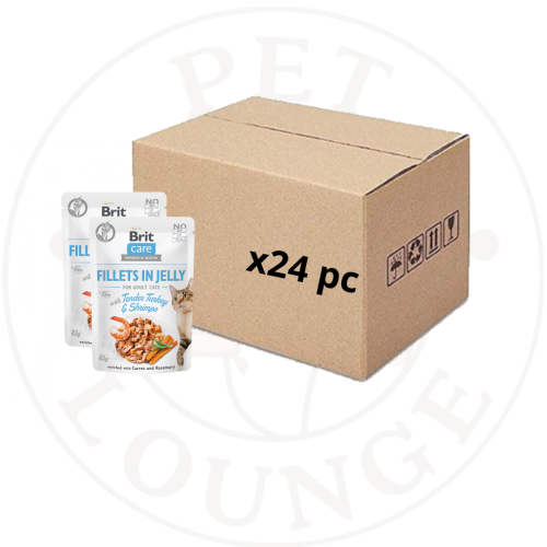 24-طعام رطب ظرف للقطط ديك رومي وجمبري - 85g Brit