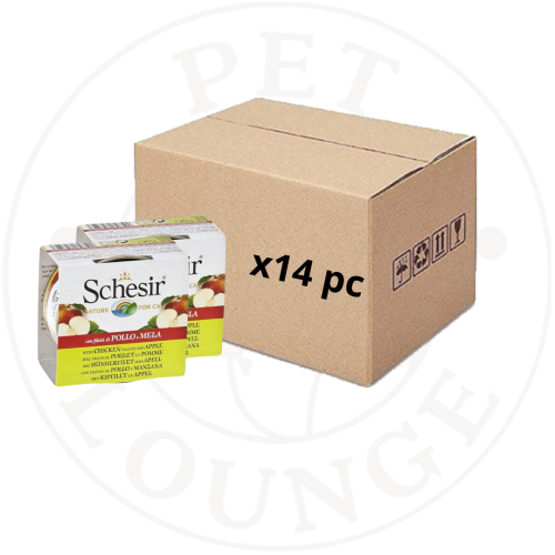 14-طعام رطب معلب للقطط دجاج مع تفاح - 75g Schesir