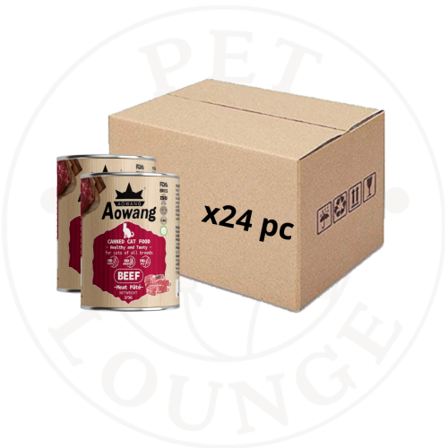 24-طعام رطب معلب للقطط لحم بقر مهروس - 375g Aowang