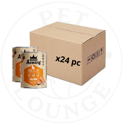 24-طعام رطب معلب للقطط سلمون مهروس - 375g Aowang