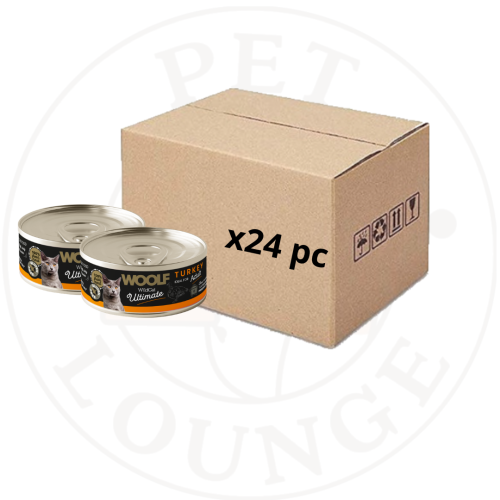 24-طعام رطب معلب للقطط ديك رومي مهروس - 85g Woolf