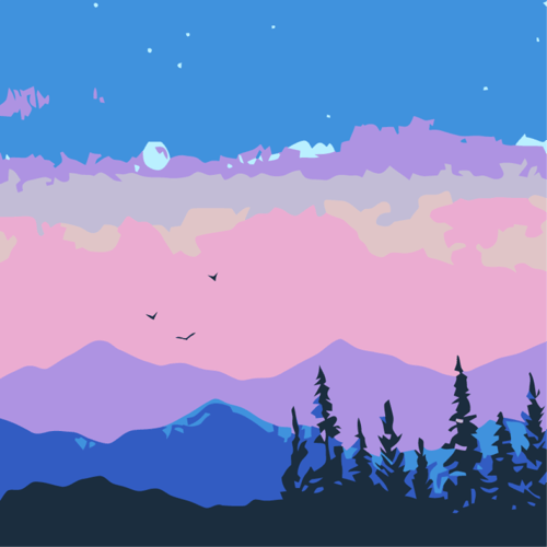 لوحة تلوين بالأرقام بتصميم جِبال لطيفه