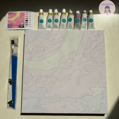 لوحة تلوين بالأرقام بتصميم غيوم ورديه