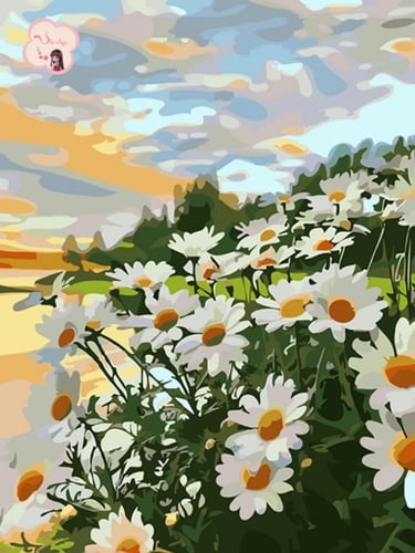 لوحة تلوين بالأرقام بتصميم زهور الحقل