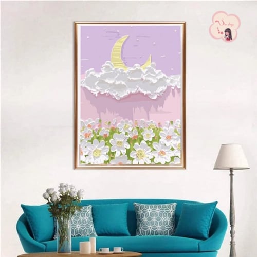 لوحة تلوين بالأرقام بتصميم قمر الزهور