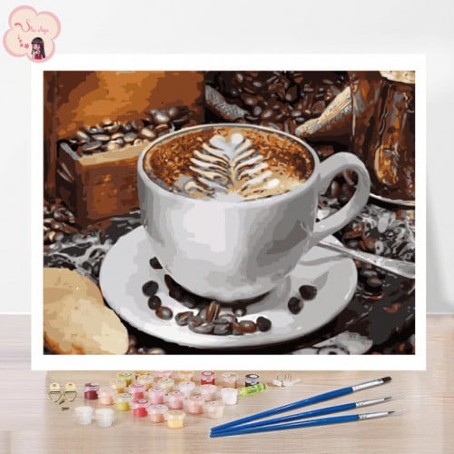 لوحة تلوين بالأرقام بتصميم القهوه