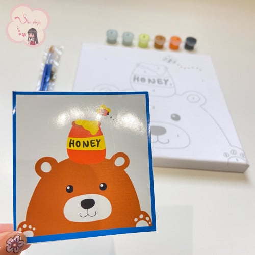 لوحة تلوين بالأرقام بتصميم دبدوب العسل