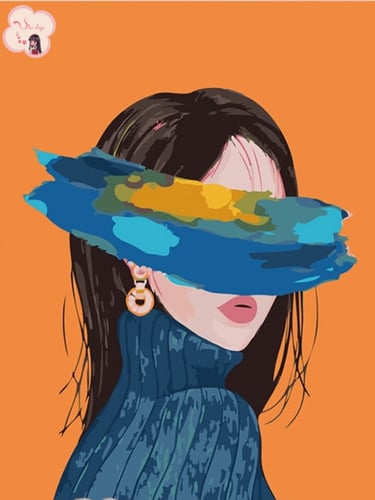 لوحة تلوين بالأرقام بتصميم فتاة مجهوله