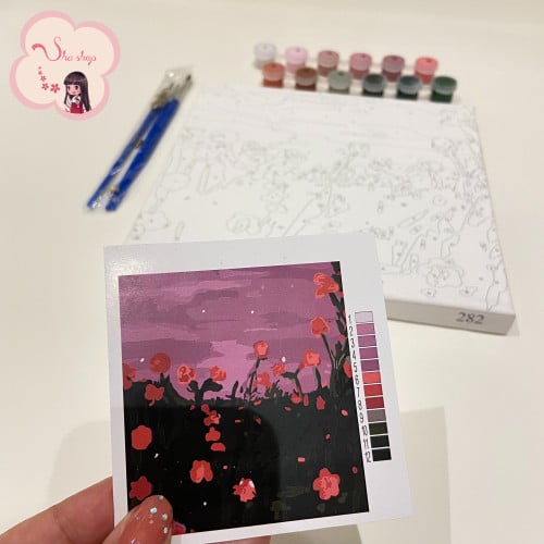 لوحة تلوين بالارقام بتصميم الورود