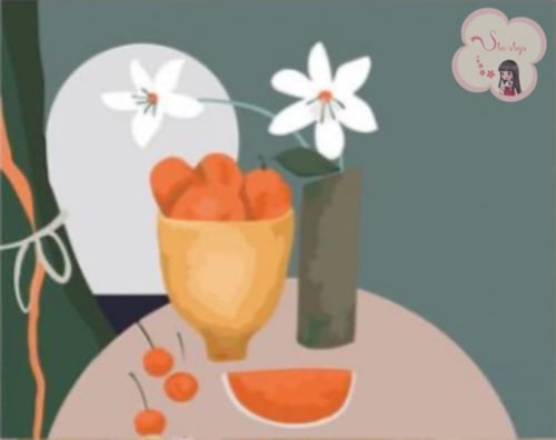 لوحة تلوين بالأرقام بتصميم آنية الفواكه