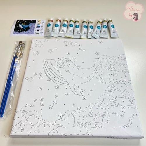 لوحة تلوين بالأرقام بتصميم فتاة الحوت