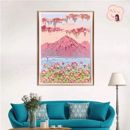 لوحة تلوين بالأرقام بتصميم الجبل الوردي