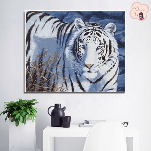 لوحة تلوين بالأرقام بتصميم نمر