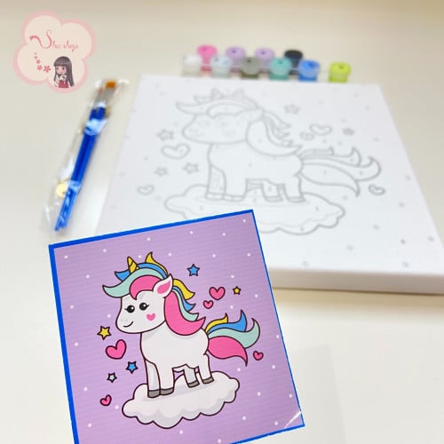 لوحة تلوين بالأرقام بتصميم يونيكورن بنفسجي