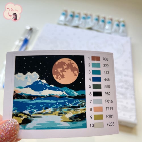 لوحة تلوين بالأرقام بتصميم ليلة القمر