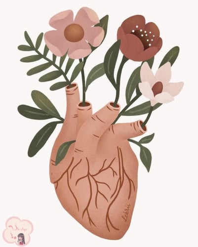 لوحة تلوين بالأرقام بتصميم قلب مُزهِر