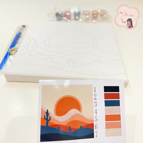 لوحة تلوين بالأرقام بتصميم الصبّارات الصغيرة