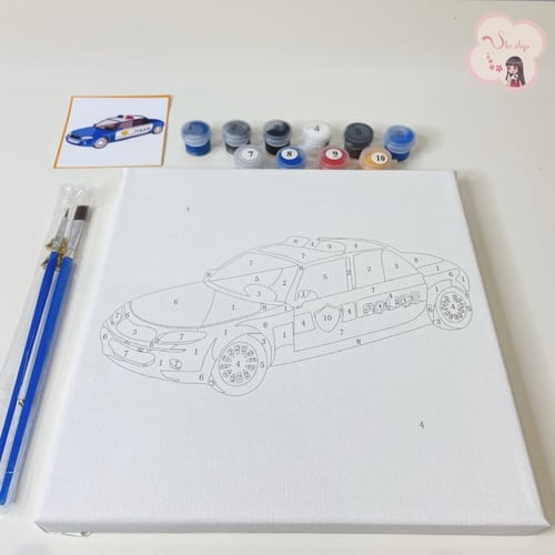 لوحة تلوين بالارقام بتصميم سيارة شرطه