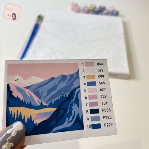 لوحة تلوين بالأرقام بتصميم طبيعة الجبال