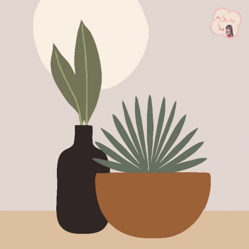 لوحة تلوين بالأرقام بتصميم نبتات بوهو