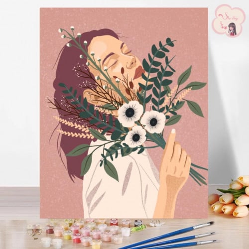 لوحة تلوين بالأرقام بتصميم باقة الزهور