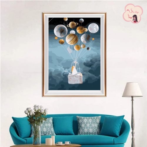 لوحة تلوين بالأرقام بتصميم فتاة الكواكب