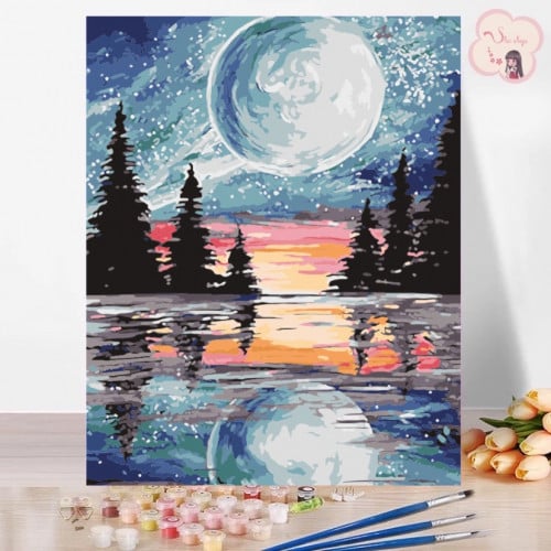 لوحة تلوين بالأرقام بتصميم إنعكاس الماء