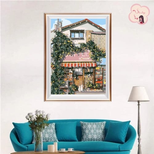 لوحة تلوين بالارقام بتصميم مقهى القريه