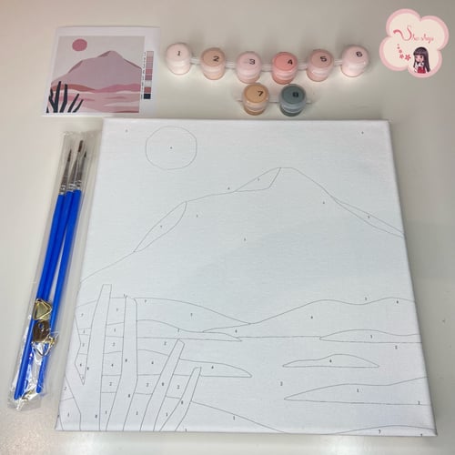 لوحة تلوين بالأرقام بتصميم الطبيعه الورديه