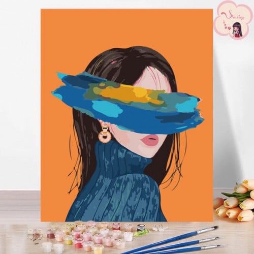 لوحة تلوين بالأرقام بتصميم فتاة مجهوله