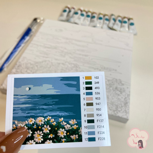 لوحة تلوين بالأرقام بتصميم شاطيء الورود