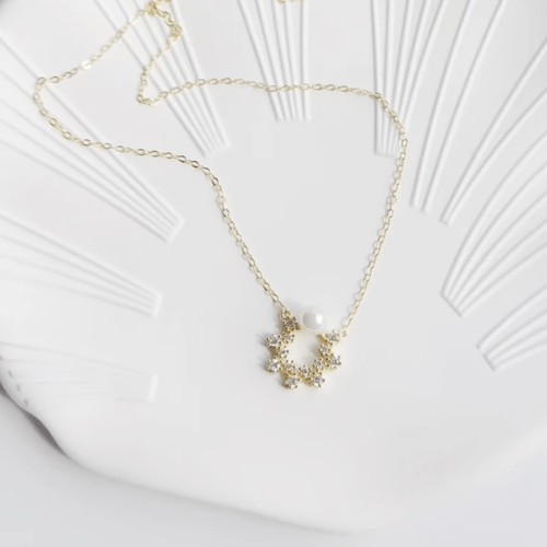 سلسال اللؤلؤ والالماس فضة عيار 925