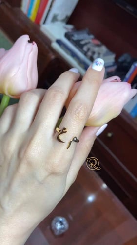 خاتم رفيق الروح - حرفين مع زركون