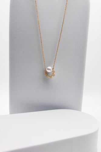 سلسال اللؤلؤ والالماس فضة عيار 925