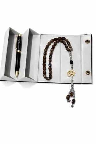 بوكس RAFAL سبحة عقيق + قلم مخصص بالاسم