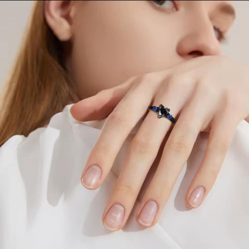 خاتم قلب اسود مع ازرق