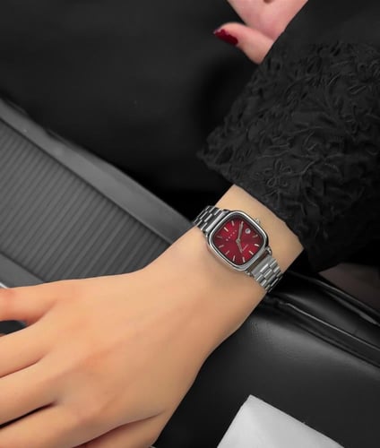 ساعة RAFAL فضي مع احمر