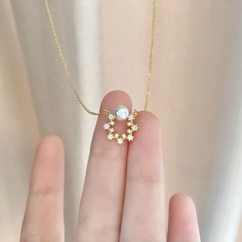 سلسال اللؤلؤ والالماس فضة عيار 925