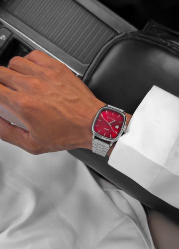 ساعة RAFAL فضي مع احمر