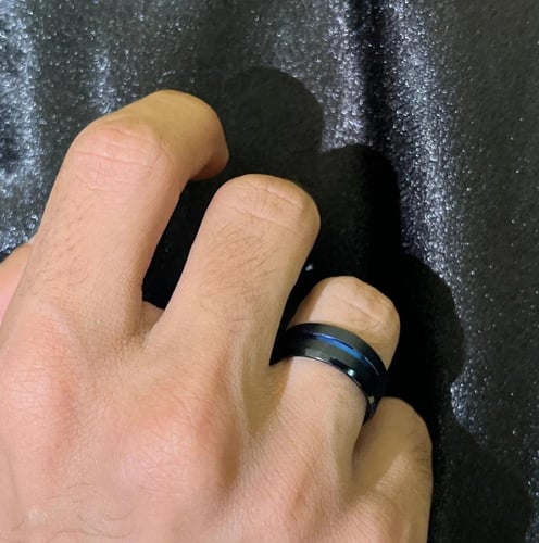 خاتم رجالي اسود مع ازرق