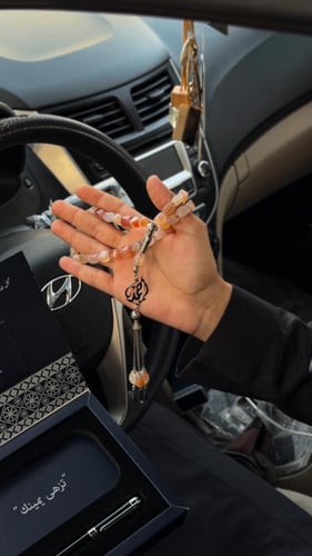 بوكس هدية رجالي فخم | سبحة عقيق + قلم فخم محفور با...