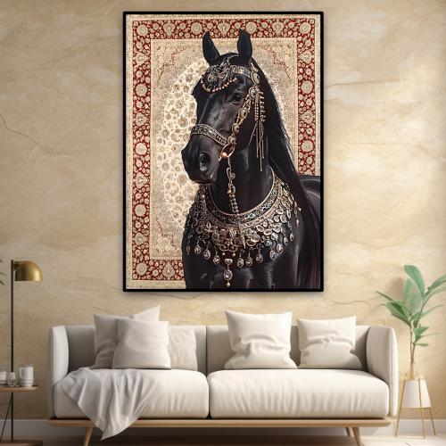 لوحة خيول بتصميم سجاد مميز
